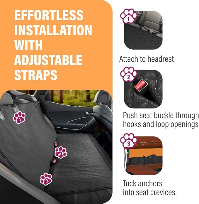 Active Pets Blue Standard Dog Car Hammock Back Seat Cover, Waterproof Backseat Cover Protector for Truck Bench Rear of Sedans or SUVs, Essential Pet Supplies Vacuum or Wipe Clean, Machine Washable