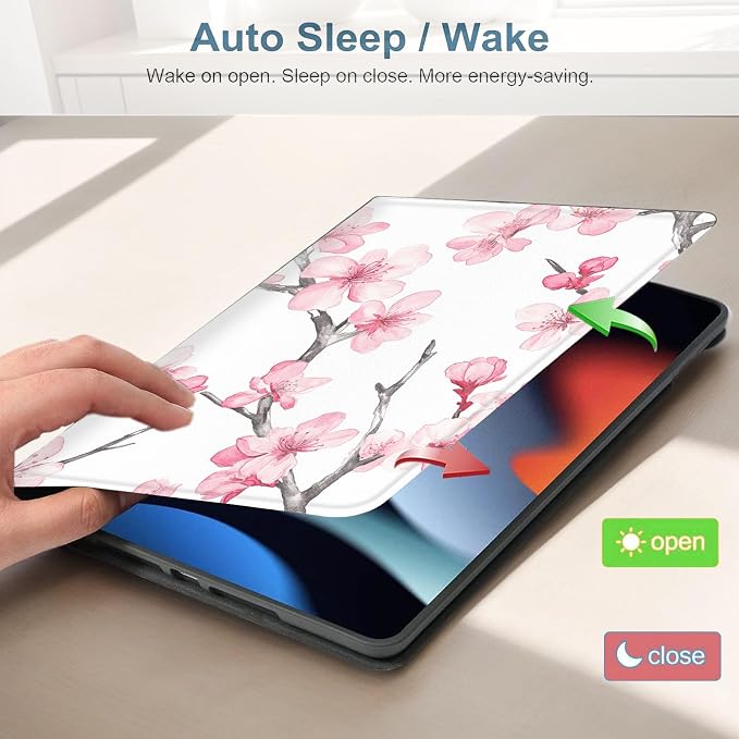 for Samsung Galaxy Tab A 8.0 2017 (SM-T380/T385) Tablet Protective Cover with Adjustable Stand and Magnetic Auto Wake/Sleep,Cherry Blossom