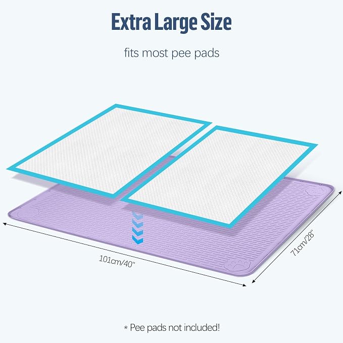 Pee Pad Holder for Dogs 40''x28'' Silicone Puppy Pee Pad Tray, Purple | Extra Large Dog Potty Tray Leak-Proof, High Edge, No Spill Training Pads for Floor Protection, No Pee Pads