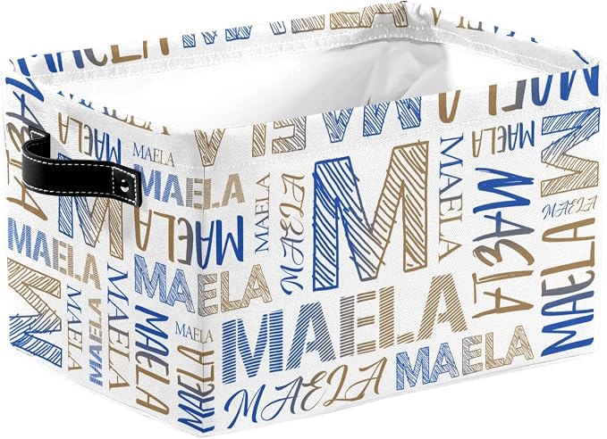 Foldable Personalized Storage Box for Boys Girls with Name Waterproof Kids Custom Storage Bin Baskets Cube Boxes Organizer with Handles for Organizing Shelf Closet, 1 Pack