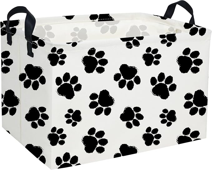 Rectangle Dog Baskets Paw Basket Cute Storage Bin Fish Box for Room Decor Gift Basket(Dog paw)