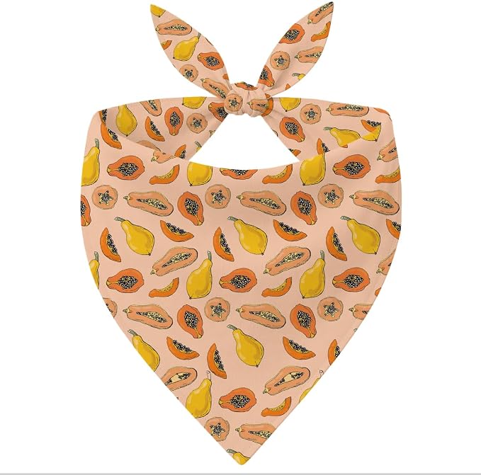 Papaya Dog Bandana, Tropical Fruit Pattern Pet Triangle Scarf for Small Medium Dogs, Cute Puppy Bandana for Daily Wear Walks Picnic Birthday Party Family Photos