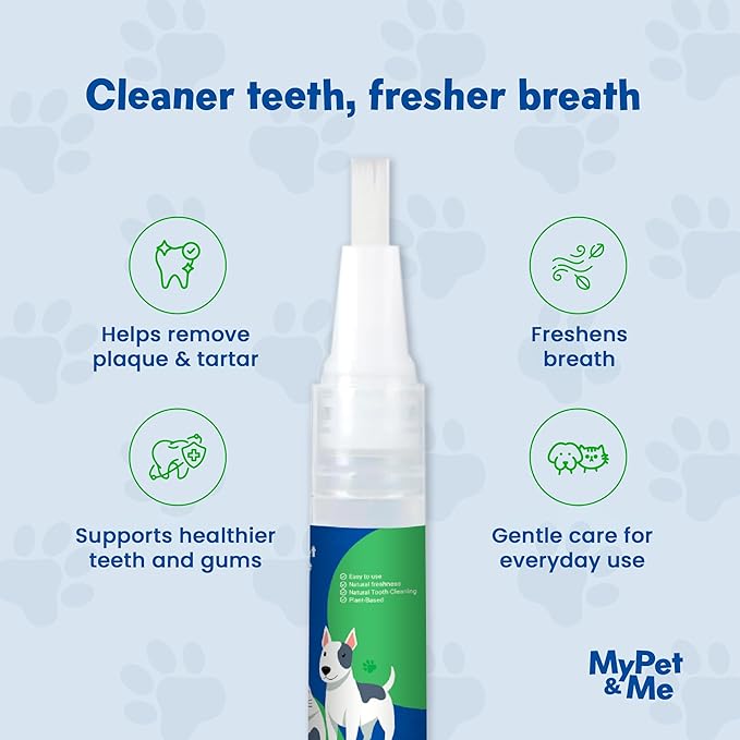 My Pet & Me Dog Teeth Cleaning Pen with Built-in Plant-Based Gel — Muzzleglow Vetality Brush Free Oral Gel - Freshens Breath, At-Home Dental Care Kit for Dogs & Cats