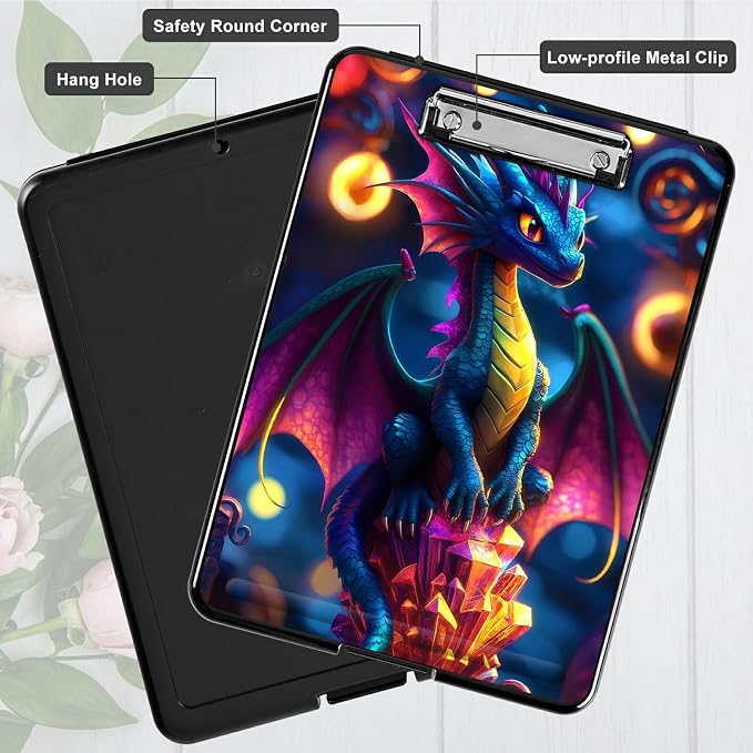 Heavy Duty Storage Clipboard, Slim Nursing Clipboard with Internal Pen Case, Portable File Organizer Case for A4 Letter Size Paper Office Medical Professionals, Blue Dragon