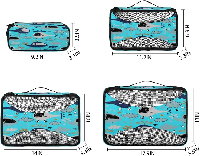 Airplane Packing Cubes for Travel, Luggage Packing Organizers, Cartoon Airplane Travel Accessories Large Toiletries Bag for Clothes Shoes Cosmetics Toiletries