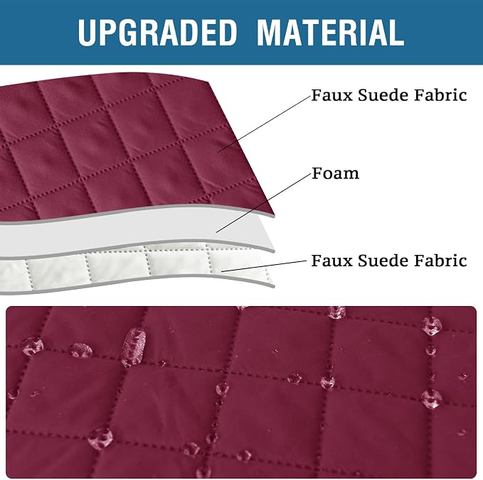 2 Pack Water Resistant Armrest Covers for Chairs and Sofas Couch Arm Covers for Sofa with 3 Pockets for Phone Sofa Arm Protector for Pets, Cats (Wine Red)
