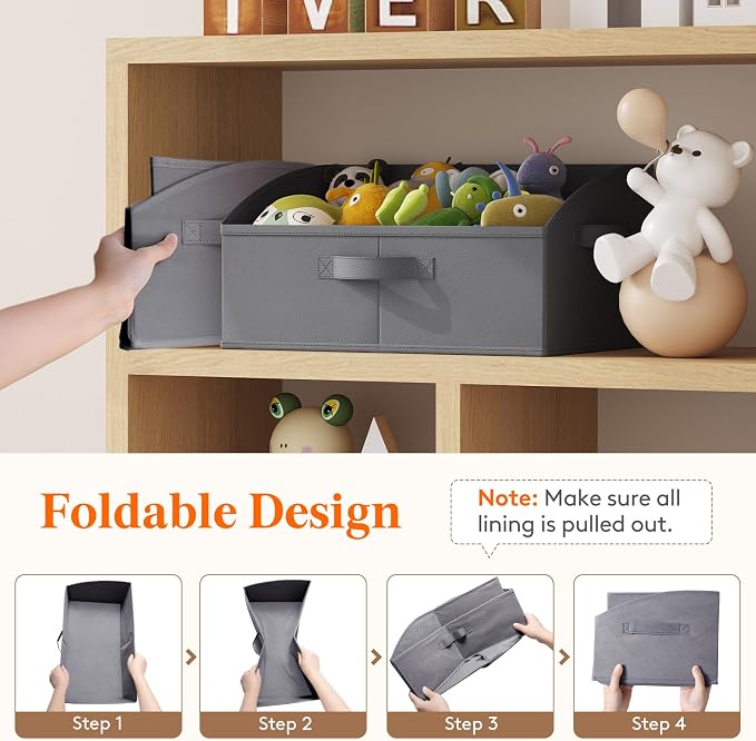 Lifewit Trapezoid Closet Storage Bin for Shelf, 6 Packs 19L, Gray | Non-woven Closet Organizer Baskets with Handles, Foldable Clothes Containers Boxes for Clothing, Book, Purse, Large