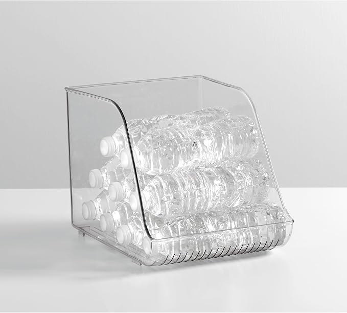 iDesign Plastic Water Bottle Organizer for Fridge, Clear, 2-Pack | Bottle Holder, For Kitchen and Pantry
