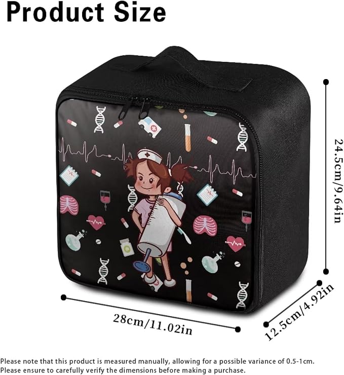 Cute First Aid Bag Empty Large Nurse Girl Medical Equipment Bag Medical Kit Bag Empty Portable Medicine Organizer Zipper Pouch for School Kids College Dorm Student Traveling