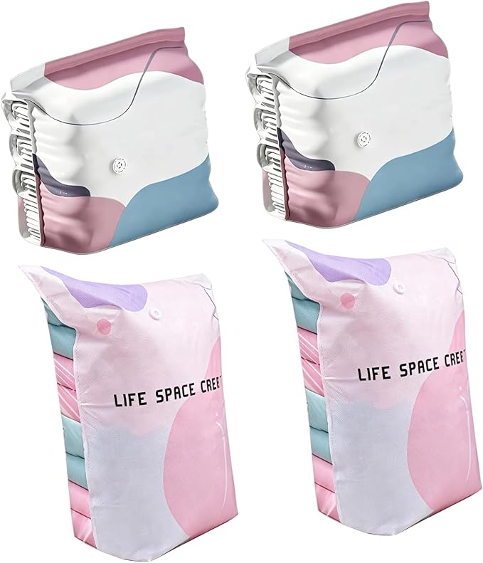 Clothing Vacuum Storage Bags for Seasonal Bedding Upright Compression Organizers for Closet Dorm Moving Travel Vacuum Storage Pack
