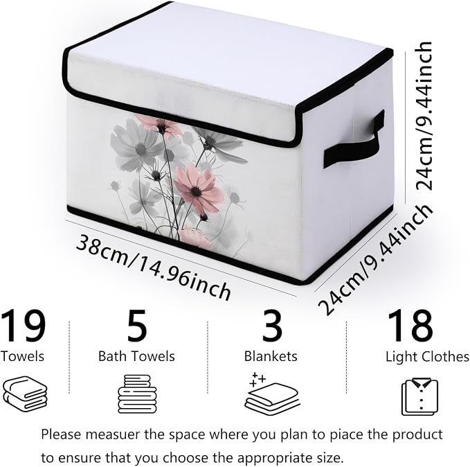 Stackable Storage Bins with Lids,Closet Organizers Fabric Box for Home and Office,Blanket Clothes Organizers,Under Bed Storage Containers 3 Pack