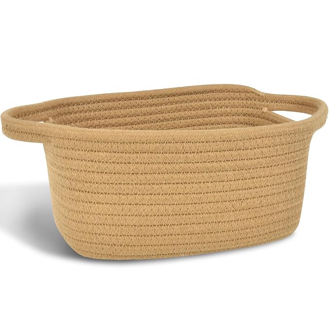 ABenkle Small Storage Basket, Mini Cotton Rope Woven Basket, Cute Boho Decorative Toy Storage Bin