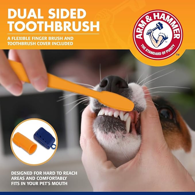 Arm & Hammer for Pets Tartar Control Dog Dental Care Kit, Dog Toothpaste Kit with Toothbrush and Finger Brush for Oral Hygiene and Fresh Breath Care, Banana Mint Flavor, 2.5 oz, 3-Piece Kit - 2 Pack