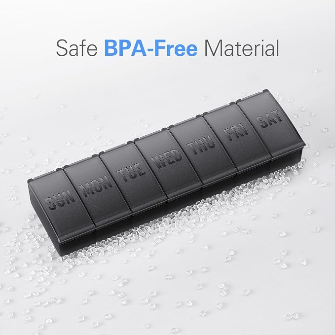 Barhon Pill Organizer Large, Weekly Medicine Pill Organizers, 7 Day Pills Box Case Travel for Big Vitamin Supplements Fish Oil, Gray