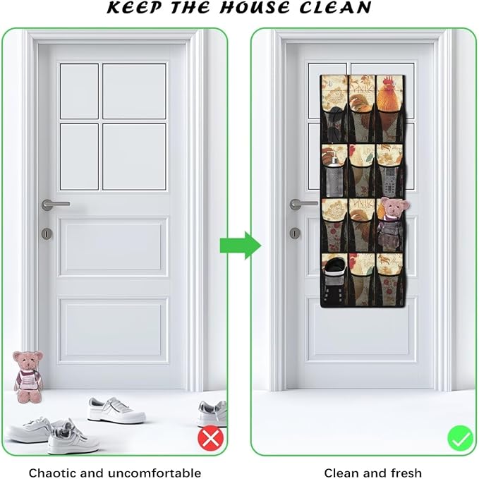 Rooster Shoe Organizer Door Hanger,Shoes Hanger Storage Organizer Bag Storage for Small Spaces,Hanging Shoe Storage