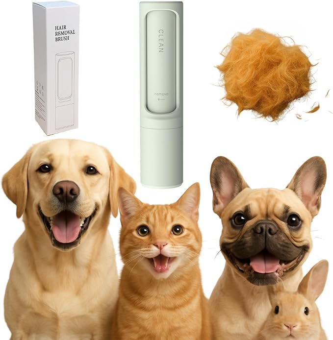 Reusable Lint Brushes for Pet Hair on Clothes & Soft Fabrics, Compact Self-Cleaning Pet Hair Roller, Portable & Travel-Friendly, Rotating-Design, No Refills Needed (Pistachio Glaze)