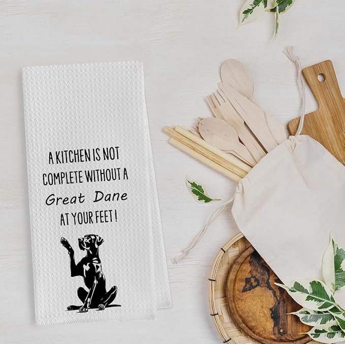 Great Dane Dish Towels - Funny Great Dane Gifts Decorative Waffle Weave Kitchen Towels, Dog Lover Gifts Hand Towel, Tea Towel (16×24 Inches)