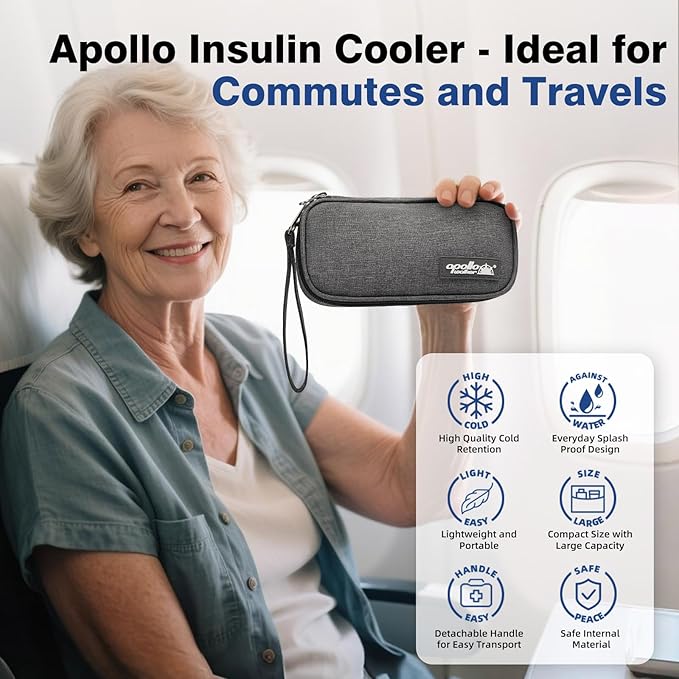apollo walker Insulin Cooler Travel Case Diabetic Medication with Ice Packs and Insulation Liner insulin cooler travel case tsa approved