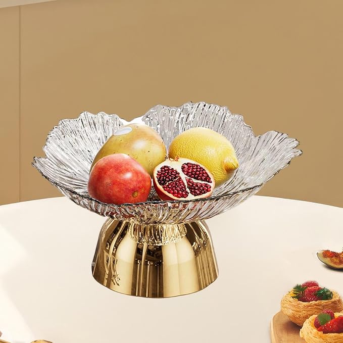 Decorative Pedestal Bowl Dish Holder Dessert Display Stand Decor Fruit Basket Serving Tray for Drawing Room Housewarming Gift, A White