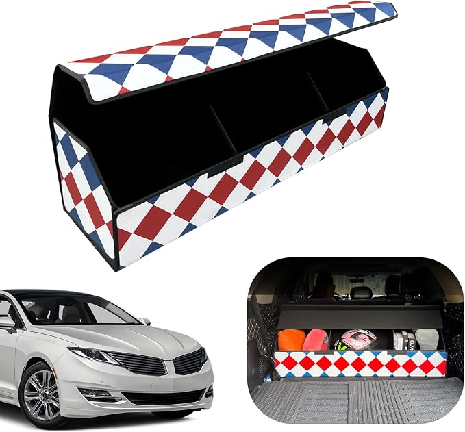 Car Trunk Organizer for For Lincoln MKZ - Custom Fit,Easy Installation，Large Space Outdoor Trunk Organizer with Leather,Hook and Loop Fastener,4-Layer Cover,For Lincoln MKZ 2013-2020