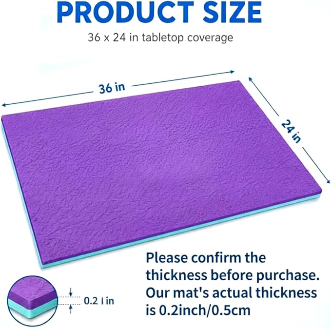 Nuanchu Dog Grooming Table Mat,36 x 24 x 0.2In,Non-Slip PVC Pad, Purple