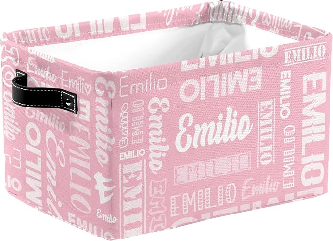 Personalized Toy Box Storage Bins for Boys Girls with Name, Kids Custom Storage Basket Cubes Organizer with Handles, Shelf Closet Storage Baskets Bin Customized Gift, 1 Pack