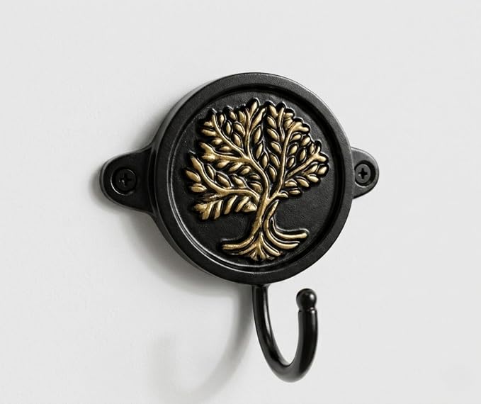 Aluminium Tree of Life Wall Hook for Entryway, Bathroom & Bedroom | Rustic Decorative Coat Hook Rack | Heavy Duty Wall Mounted Organizer for Keys, Towels, Bags, Hats & Home Décor
