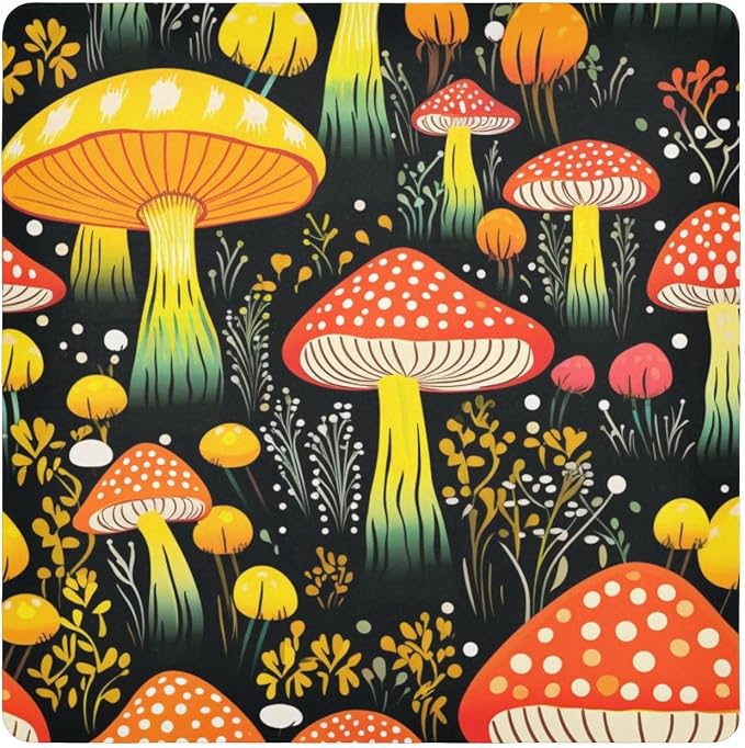 JIPONI Mushroom Fall Makeup Bag, Self-Adhesive Magic Wrap Cloth, Portable Cosmetic Organizer, Camera Lens Protector, Travel Storage for Beauty Essentials, 13.8"x13.8"