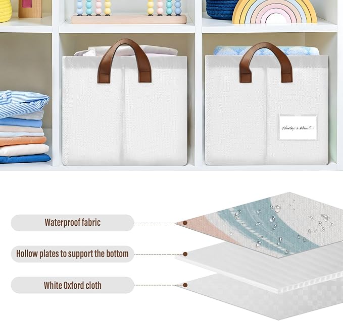 You Are Amazing Quoted Rainbow Positive Baby Storage Basket with Labels&Handles Rectangular Nursery Storage Bins Collapsible Shelf Organizer Baskets for Kids Books Cloth Gift Basket Toys Laundry