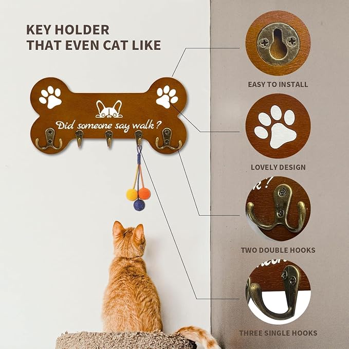 Dog Leash Holder forwall,Coat RackHooks, Mount Storage Organizer (Yellow 2)
