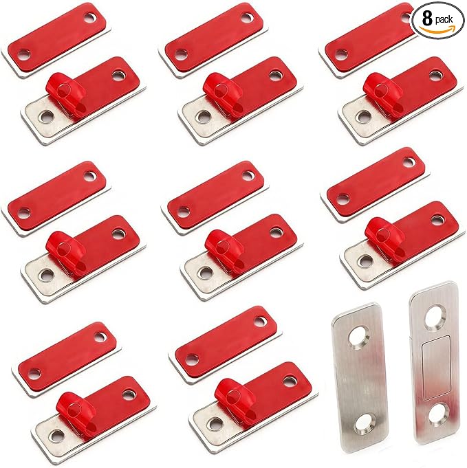 8-Pack Ultra-Thin Magnetic Cabinet Catch No-Drill Strong Adhesive Latch