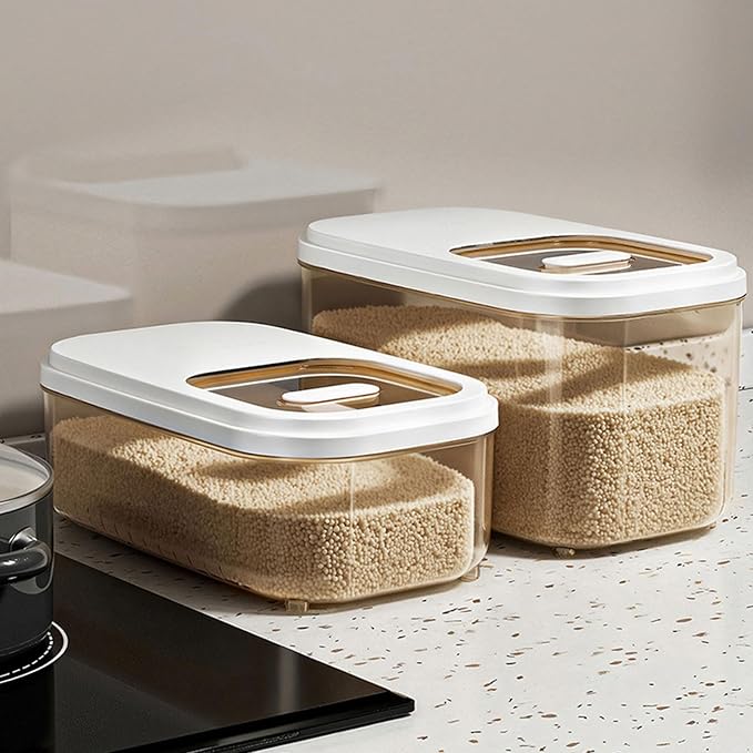 Kitchen Organiser with Sliding Cover Large Capacity Easy Designs Bin for Cereals and Pet Food Storage Slide Lid Rice Bucket
