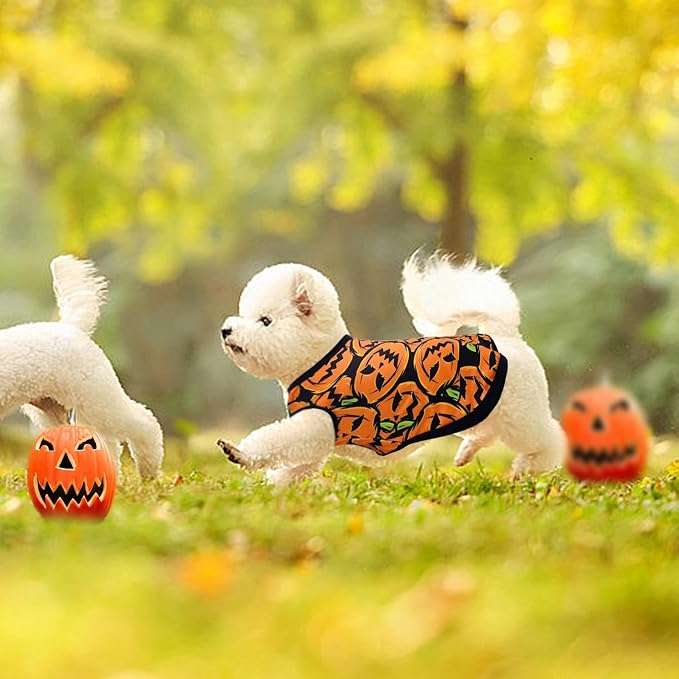 PET SHOW 4 Pack Halloween Dog Shirts for Small Dogs Boy Girl | Breathable t-shirts for dogs,polyester,sleeveless vest,holiday birthday puppy clothes tank top,M