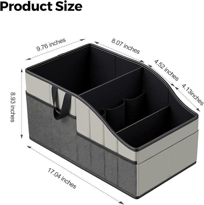 WHHMK Sturdy Leather Car Storage Support Up to 33 LB of Weight, Grey | Car Backseat Organizers, Front Seat Organizer, Floor Organizer and Storage Used for SUV Truck Toy Snack Water Bottle Holder