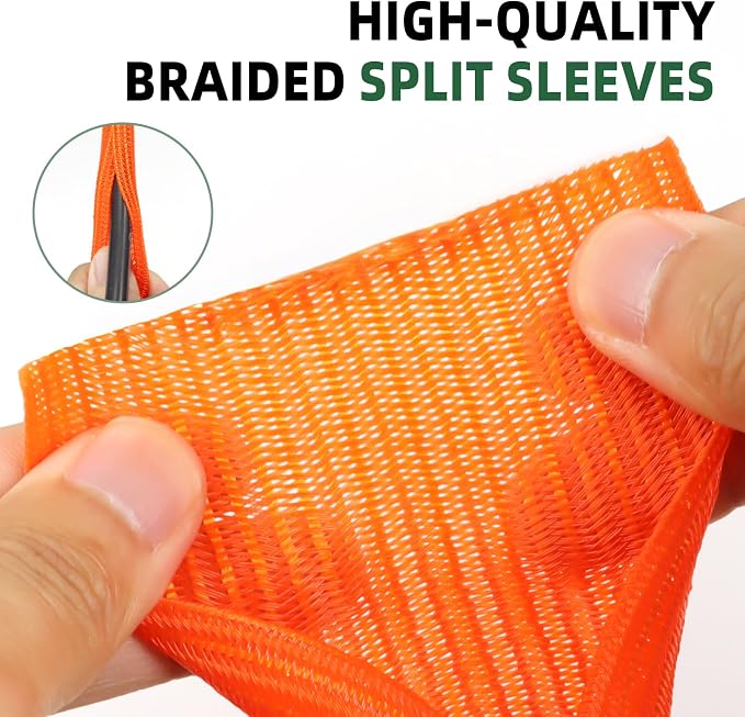 Split Wire Loom Tubing, Cable Protector Sleeve, Braided Cable Management for TV/Computer/Home Theater/Engine Bay, Cord Protectors from Pets No Chew (Orange, 1"-25ft)