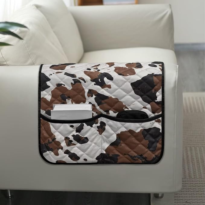 Stretch Couch Arm Covers Breathable Armrest Covers Chairs Arm Cover Easy to Clean, Scratch-Resistant Sofa Arm Protector Cover Home Furniture Decor Cow