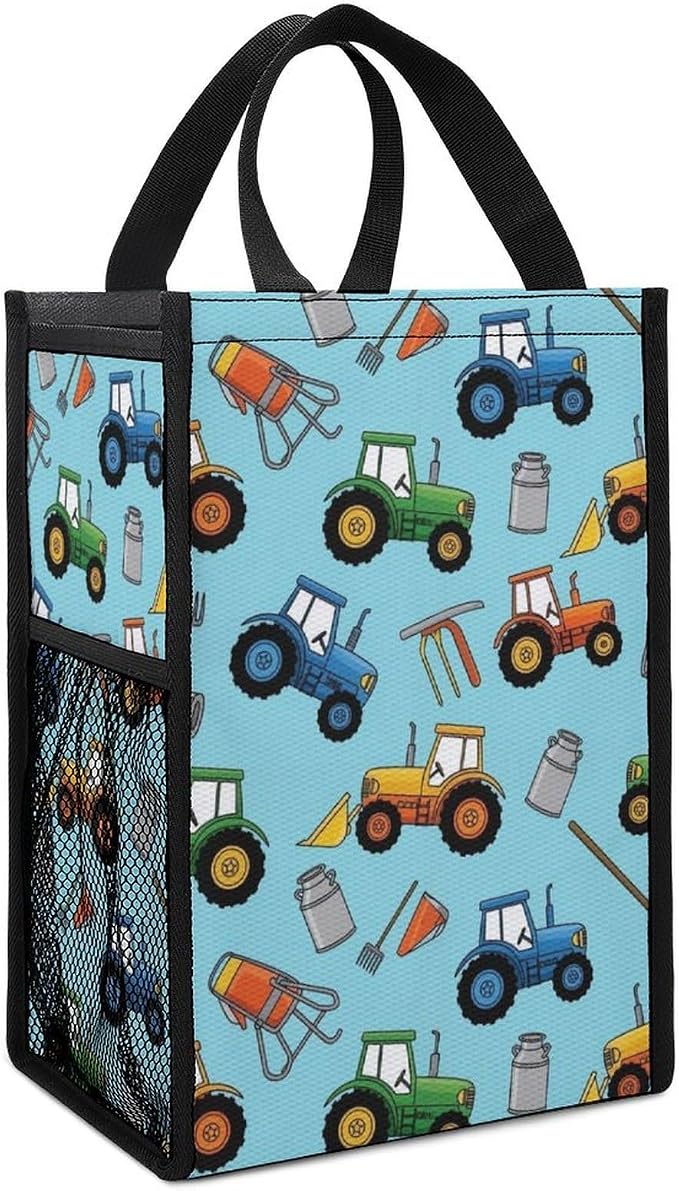 Reusable Thermal Lunch Totes Cooler Bag Portable Insulated Lunchbox Compatible with Milk Farm Tractors Food Organizer for Office Travel