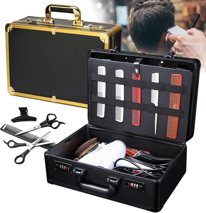 DYRABREST Barber Carrying Case, Large Barber Beauty Salon Tool Kits Storage, Portable Travel Carry Case Clippers Trimmers Scissors Organizer for Hair Stylist Pet Groomer, Without Tools