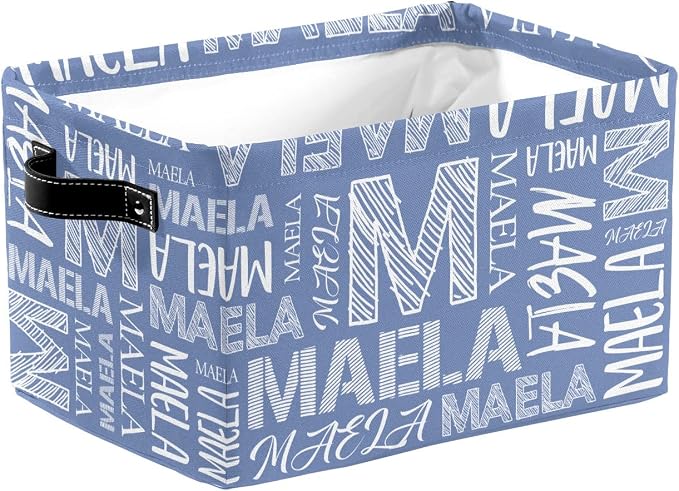 Foldable Personalized Storage Box for Boys Girls with Name Waterproof Kids Custom Storage Bin Baskets Cube Boxes Organizer with Handles for Organizing Shelf Closet, 1 Pack