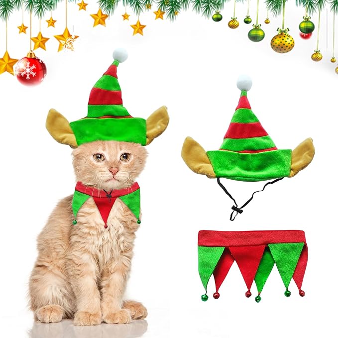 PetGear Xmas Elf Dog & Cat Costume - Christmas Pet Cosplay Clothes - Gnome Dress Up Accessories - Winter Holiday Apparel for Cats & Puppies (S)