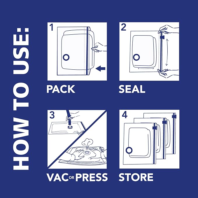 Hefty Shrink-Pak Vacuum Storage Bags - Space Saver for Under Bed Storage, Clothing and Comforters, Odor Resistant, 3X More Storage Space - 3 Large, 3 XL Bags (Pack of 18)