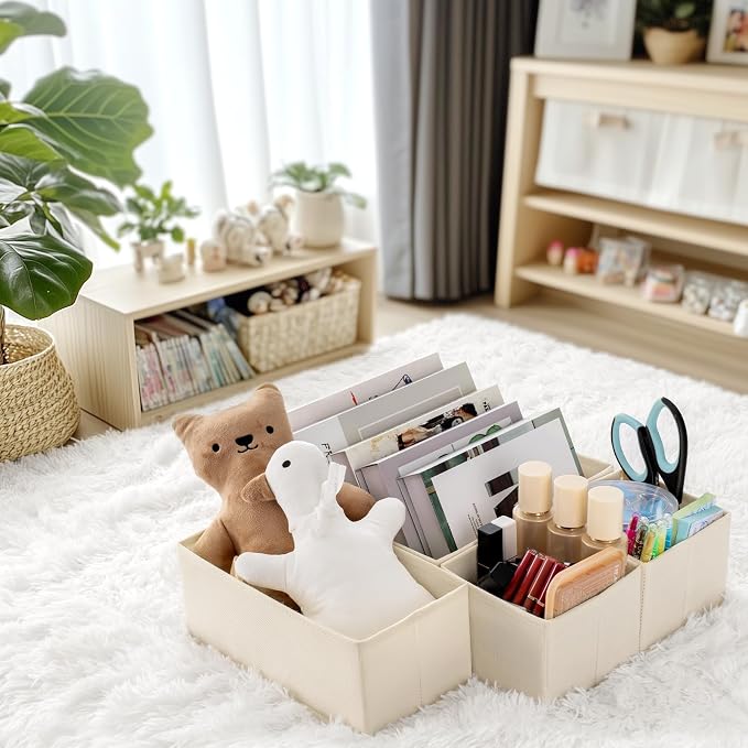 Drawer Organizer Clothes, 21 Pack Dresser Organizer for Baby Clothes, Underwear, Sock - Foldable Closet Organization and Storage Dividers Bins for Nursery, Bedroom (Beige)