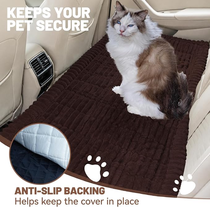 Dog Bed for Car Back Seat, Waterproof Dog Blanket for Car, Dark Brown | Dog Bed for Car, Back Seat Dog Bed, Washable & Non-Slip Travel Pet Mat for For the Back Seat and Trunk, Fits Car, Truck & SUV