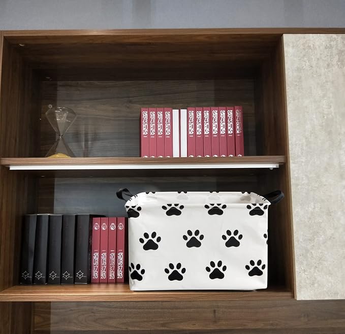 Dog toy Basket Dog Toy Bin Cute Toy Storage Basket Organizer Box Kids Gift Basket Empty Rectangular Room Decor for Home(Paw)
