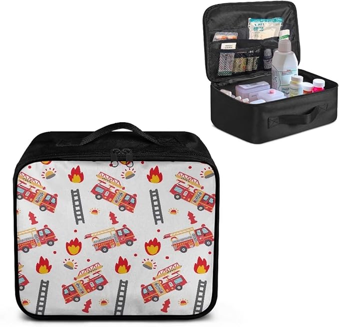 First Aid Bag Empty Fire Fighting Truck Medical Supplies Organizer Bag Empty First Aid kit Bag Travel Medicine Bag for School Student Car Home Camping Hiking 11" x 5" x 9.6"