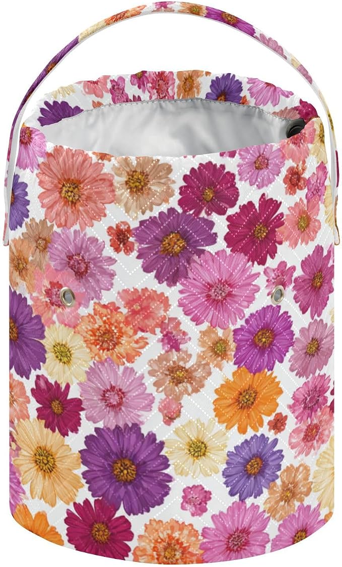 Tatenale Crochet Bag Yarn Bag Knitting Project Bag with Pockets and Handle Portable Yarn Storage Organizer Tangle Free 8.3x11 InchRed Purple Yellow Daisy06