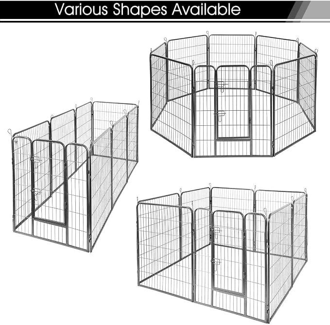 Giantex 16/8 Panel Pet Playpen with Door, Foldable Dog Exercise Pen, Portable Configurable Cat Chicken Rabbit Fence Outdoor Outdoor, Metal Pet Exercise Fence Barrier Kennel (8 Panels, 48'')