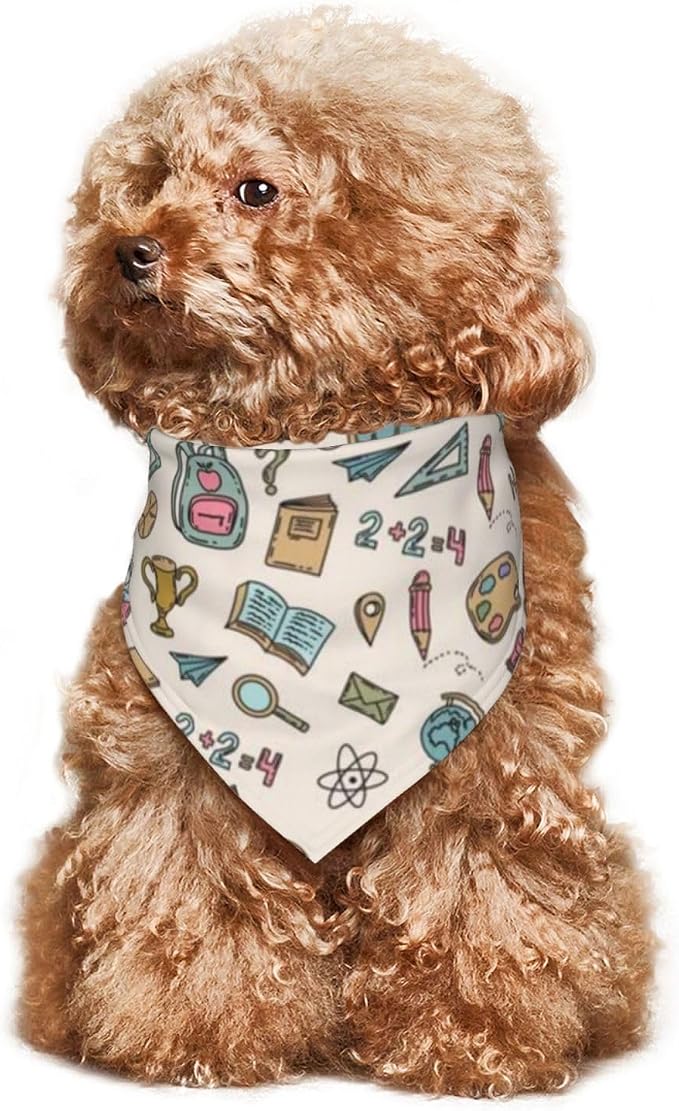 Teacher's Pet Dog Bandana,Funny Bandana Gift,Photo Prop Accessories for Dog Lovers Owner Gift,Triangle Reversible Fall Scarf, Adjustable (Khaki)