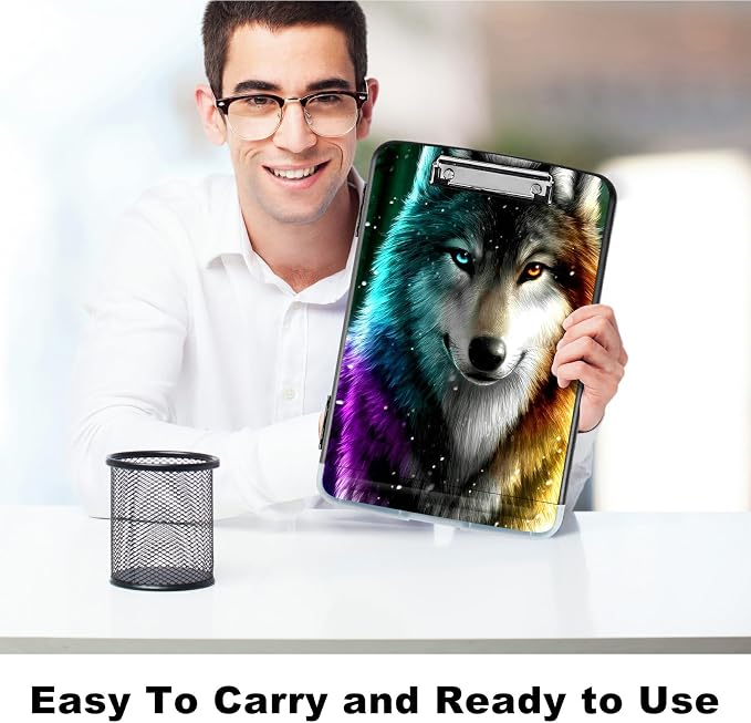 A4 Clipboard with Storage Pen Holder, Clipboards Organizer Nursing Clipboard Foldable File Folder Plastic Clipboard Folio Clip Board for Office Work Classroom Doctor, Grey Hatch