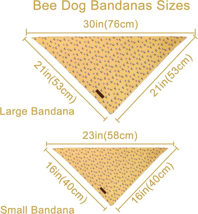 Bee Dog Bandana, Spring Summer Puppy Bandana for Small Medium Dog, Cotton Bee Floral Pet Triangle Bid Scarf Kerchief for Girl Boy Dogs or Cats